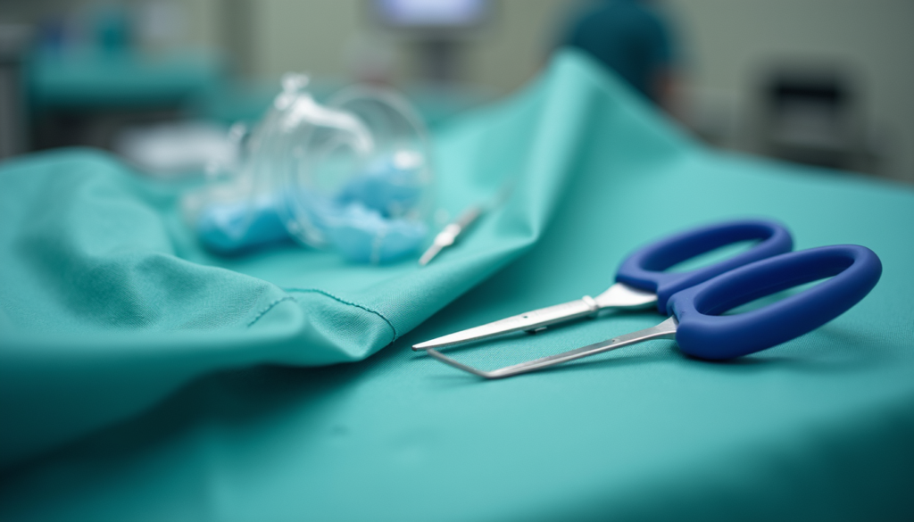 Sterile surgical instruments arranged on a surgical drape